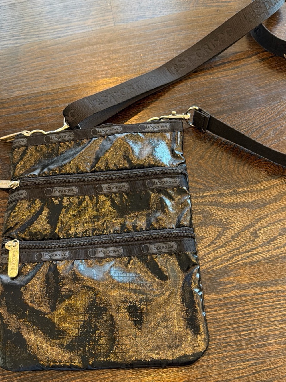 LeSportsac Black Shiny Crossbody Organizer